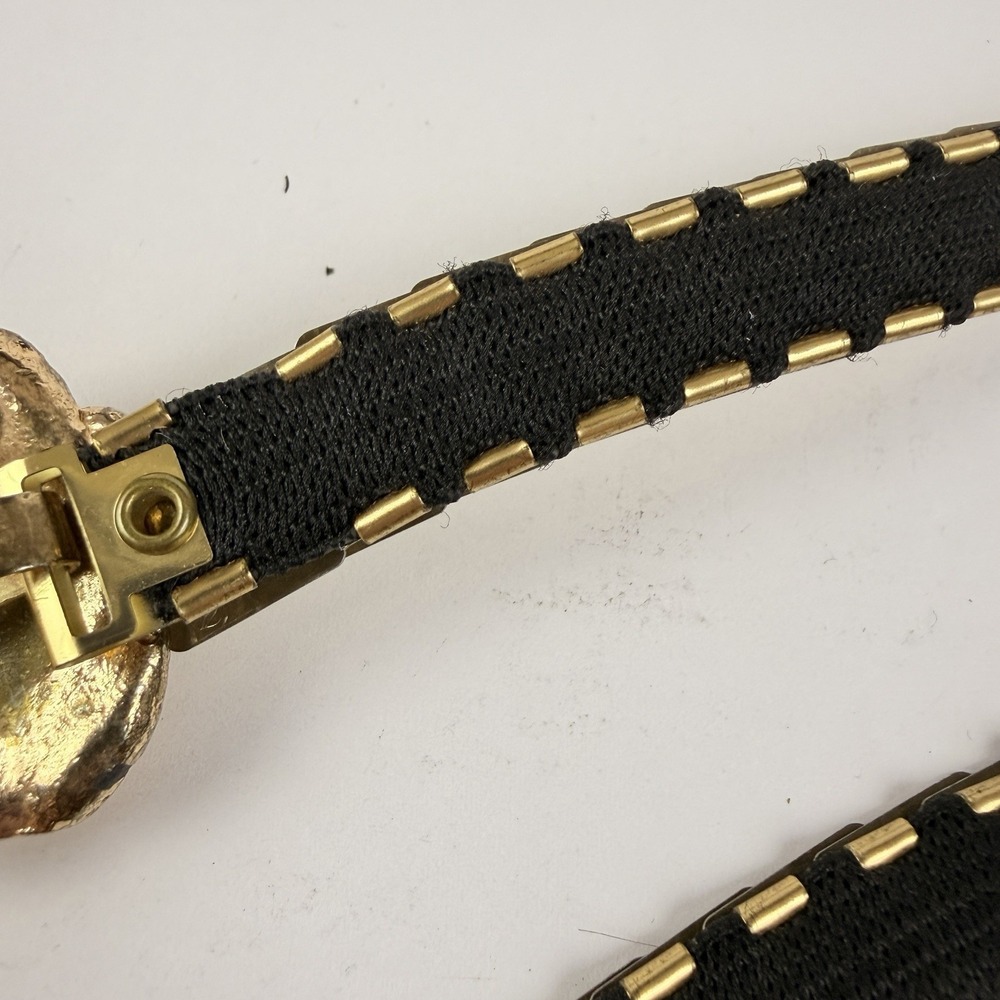 Vintage Gold Stretch Belt Rose Buckle Retro Boho Disco Glam Waist - Picture 11 of 11